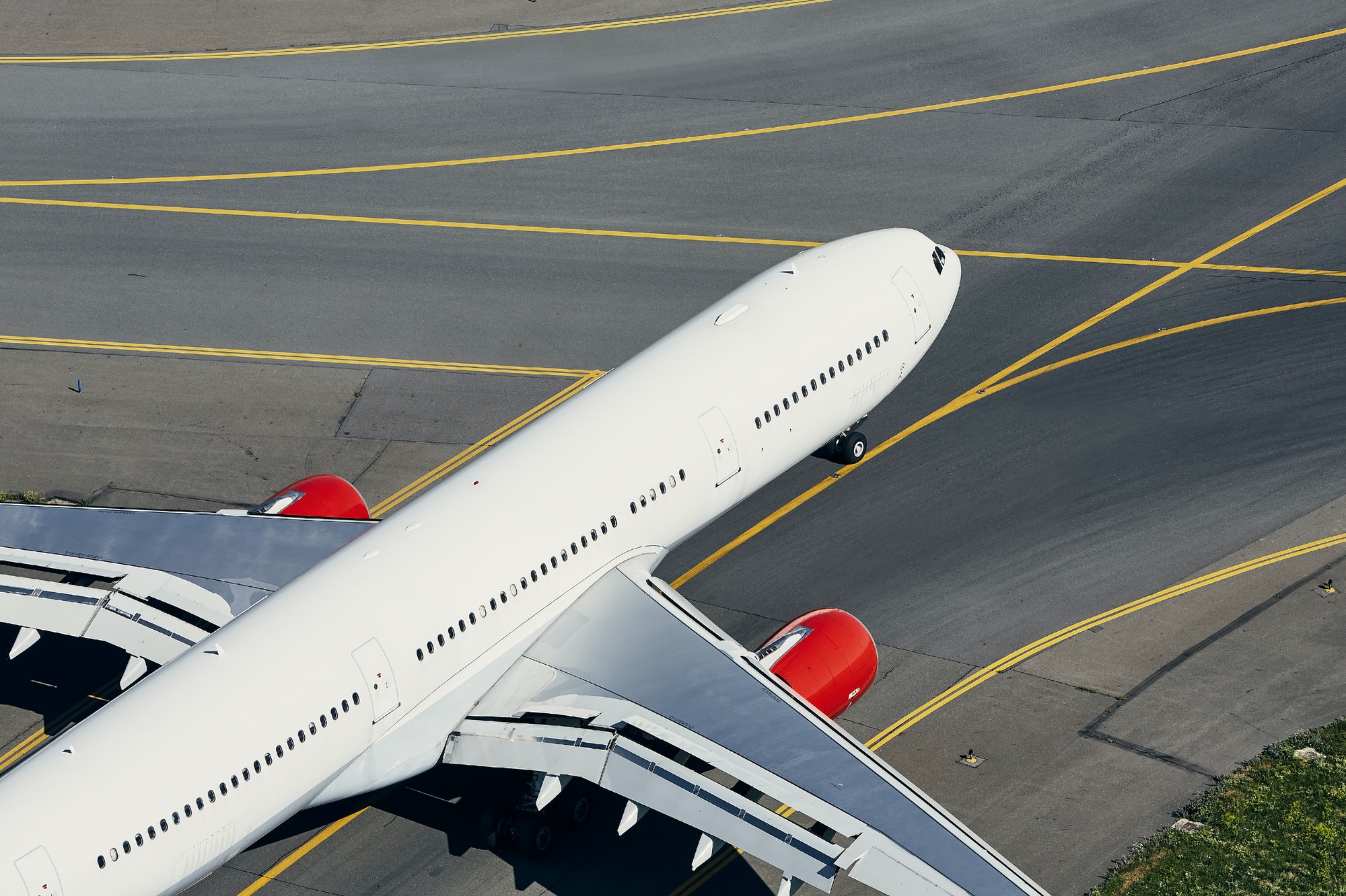 Aerial view of airplane at airport