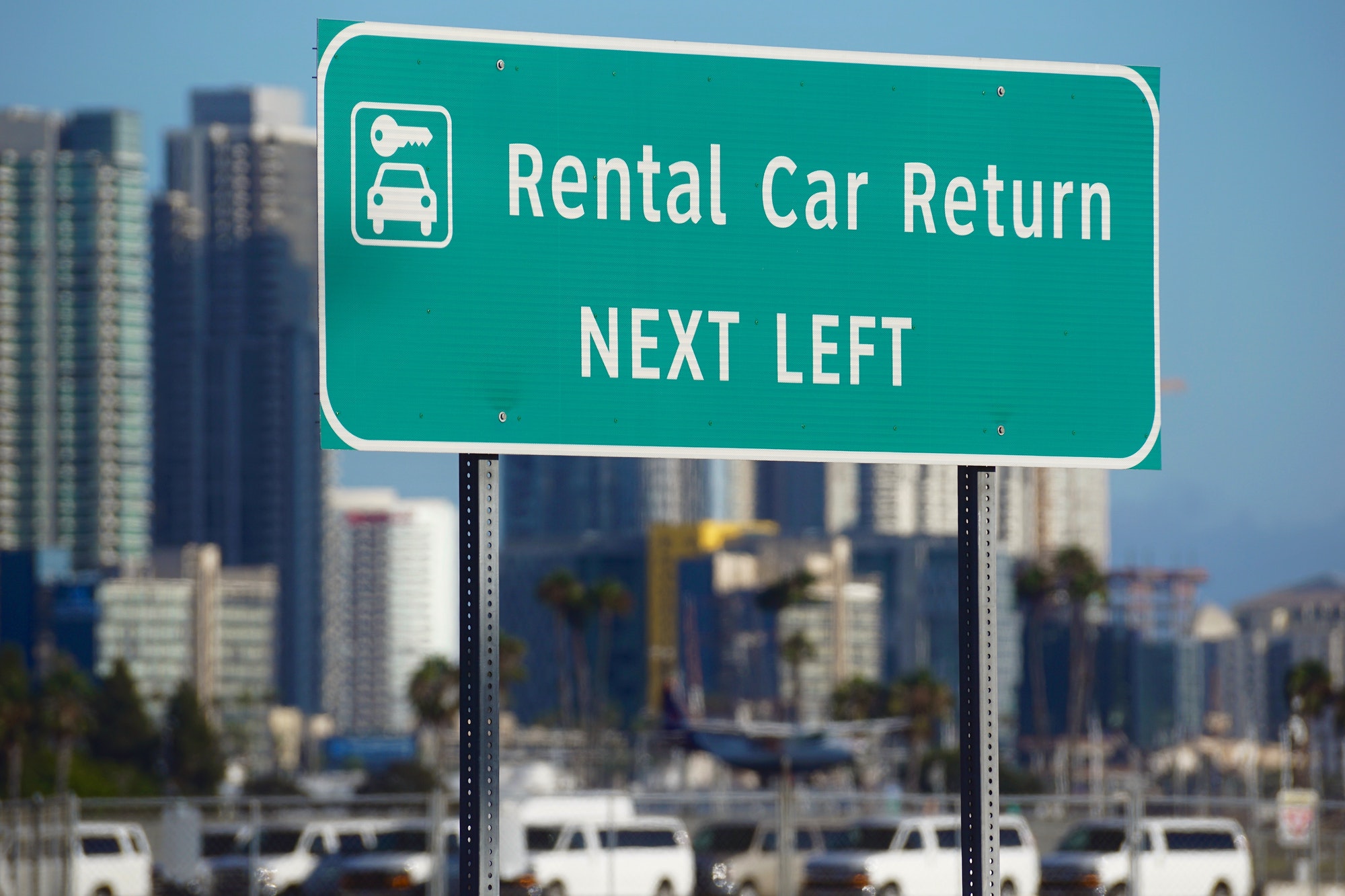 Rental Car Return sign. Airport, rentals