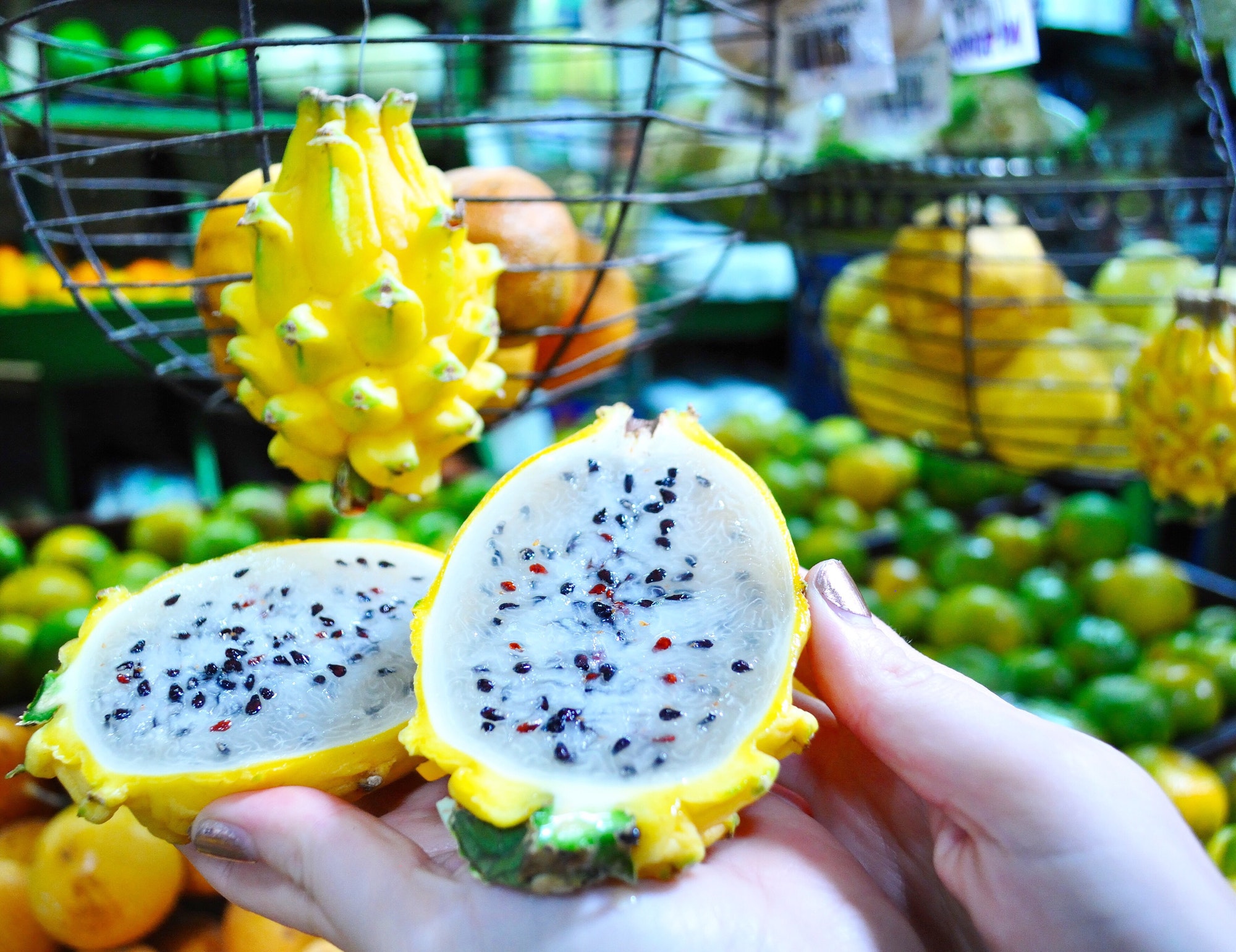 Touring the fruit markets in Colombia, South America. This was our favorite, unique fruit!